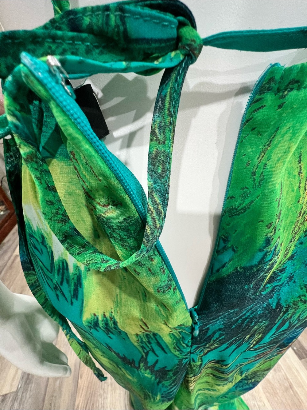 Lulu's Tropical Green Strapless Halter Gown - Picture 14 of 14